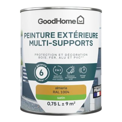 Peinture extérieure multi-supports GoodHome Almeria jaune RAL 1004 0,75L