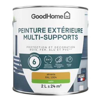 Peinture extérieure multi-supports GoodHome Almeria jaune RAL 1004 2L