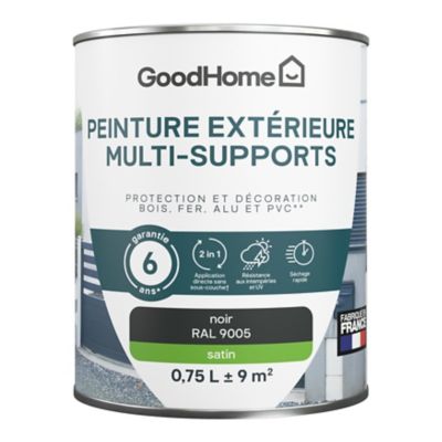Peinture extérieure multi-supports GoodHome noir RAL 9005 0,75L