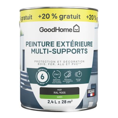 Peinture extérieure multi-supports GoodHome noir RAL 9005 2L + 20% gratuit