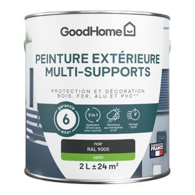 Peinture extérieure multi-supports GoodHome noir RAL 9005 2L