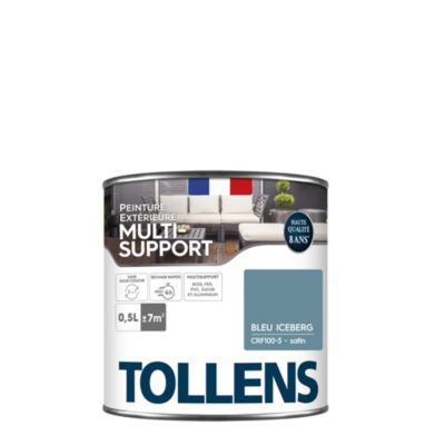 Peinture extérieure multi-supports Tollens satin bleu iceberg 500ml
