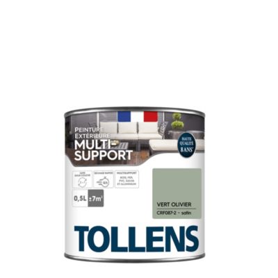 Peinture extérieure multi-supports Tollens satin vert olivier 500ml