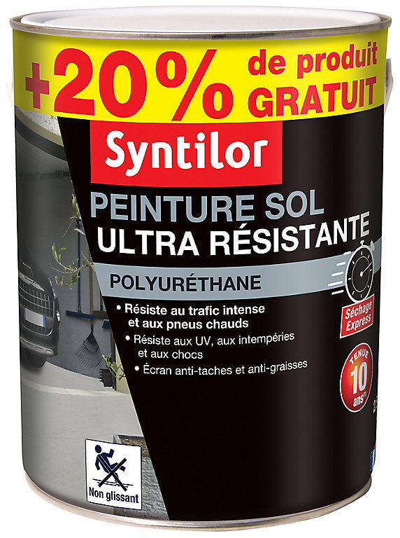Peinture extérieure pour sol ultra résistante asphalte satin Syntilor 2,5L  + 20% gratuit