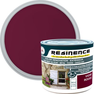 Peinture extérieure rénovation multi-supports Résinence vigne rouge satin Résinence 0,25L