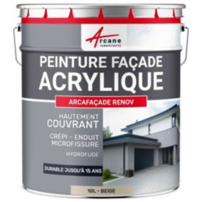 Peinture Façade et Crépi - Arcafaçade Rénov Beige - RAL 080 80 10 - 10 L (+ ou - 60 m² en 1 couche) - ARCANE INDUSTRIES