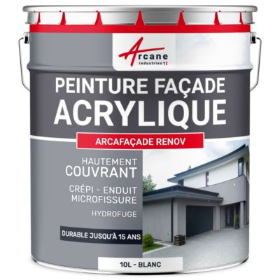 Peinture Façade et Crépi - Arcafaçade Rénov Blanc - 10 L (+ ou - 60 m² en 1 couche) - ARCANE INDUSTRIES