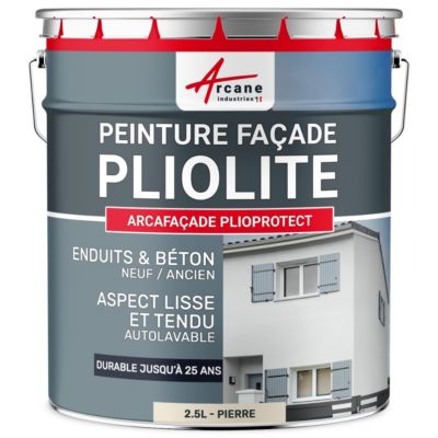 Peinture Façade Pliolite :  ARCAFACADE PLIOPROTECT Pierre - RAL 090 90 10 - 2.5 L (+ ou - 20 m² en 1 couche) - ARCANE INDUSTRIES
