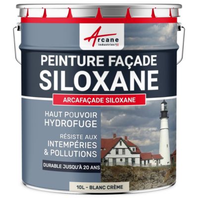 Peinture Façade Siloxane - Arcafaçade Siloxane Blanc Crème - RAL 9001 - 10 L (+ ou - 60 m² en 1 couche) - ARCANE INDUSTRIES