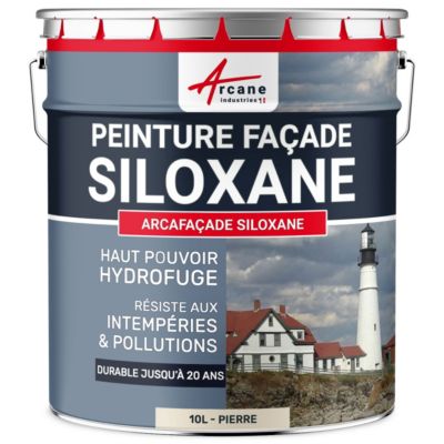 Peinture Façade Siloxane - Arcafaçade Siloxane Pierre - RAL 090 90 10 - 10 L (+ ou - 60 m² en 1 couche) - ARCANE INDUSTRIES