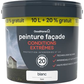Peinture façade autonettoyante Premium GoodHome blanc 10L +20% gratuit