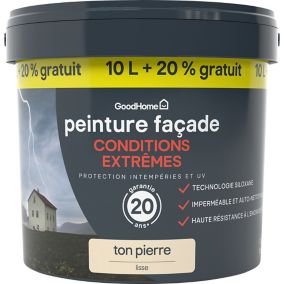 Peinture façade autonettoyante Premium GoodHome ton pierre 10L +20% gratuit