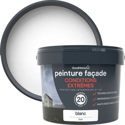 Peinture façade conditions extrêmes GoodHome blanc 10L