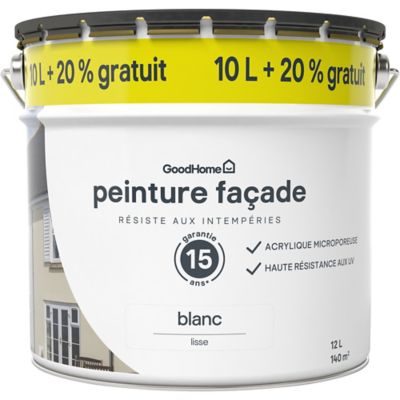 Peinture façade GoodHome Classique blanc lisse 10L +20% gratuit