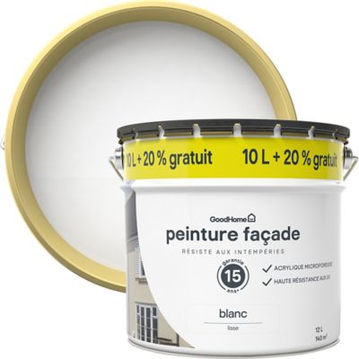 Peinture façade GoodHome Classique blanc lisse 10L +20% gratuit