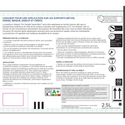 Peinture façade toutes saisons SeasonFlex Valspar Pro mat base 1 - 2,5L