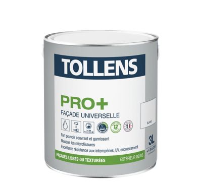 Peinture façade universelle Tollens pro+ blanc 3L