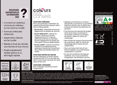Peinture fer antirouille Colours noir satin 0,25L
