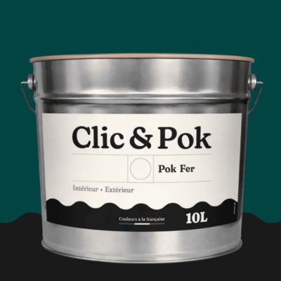 Peinture fer antirouille - Laque extérieure Semi-Brillante POK FER - 10L - RAL 6004 - Vert Bleu