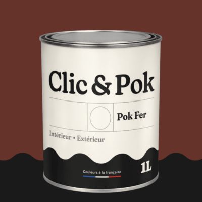Peinture fer antirouille - Laque extérieure Semi-Brillante POK FER - 1L - RAL 8012 - Brun Rouge