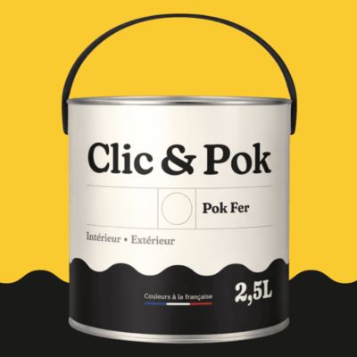 Peinture fer antirouille - Laque extérieure Semi-Brillante POK FER - 2,5L - RAL 1018 - Jaune Zinc