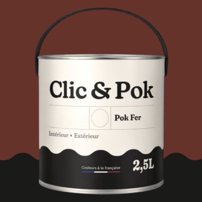 Peinture fer antirouille - Laque extérieure Semi-Brillante POK FER - 2,5L - RAL 8012 - Brun Rouge