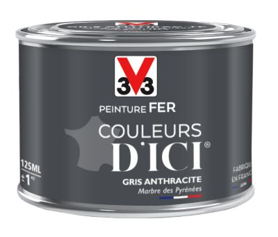 Peinture fer Couleurs d'ici gris anthracite Velours V33 0,125L