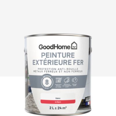 Peinture fer extérieur anti-rouille blanc brillant GoodHome 2 L