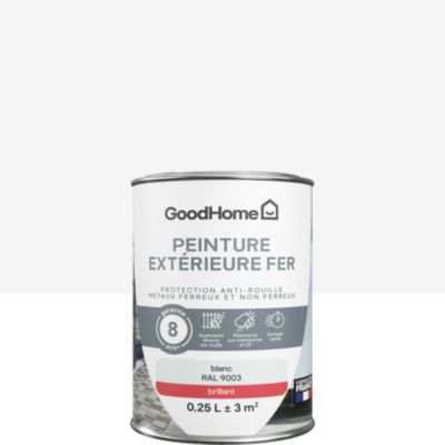 Peinture fer extérieur anti-rouille blanc RAL 9003 brillant GoodHome 250 ml