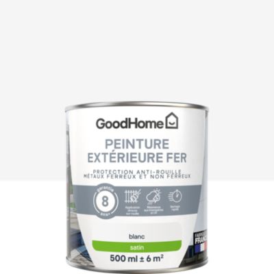 Peinture fer extérieur anti-rouille blanc satin GoodHome 0.5 L