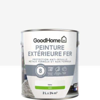 Peinture fer extérieur anti-rouille blanc satin GoodHome 2 L