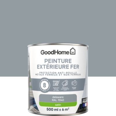 Peinture fer extérieur anti-rouille gris delaware RAL 7040 satin GoodHome 0.5 L