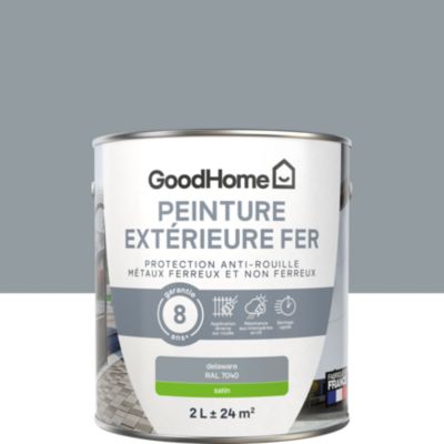Peinture fer extérieur anti-rouille gris delaware RAL 7040 satin GoodHome 2 L