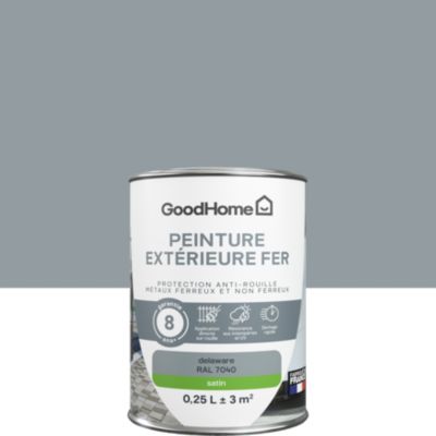 Peinture fer extérieur anti-rouille gris delaware RAL 7040 satin GoodHome 250 ml