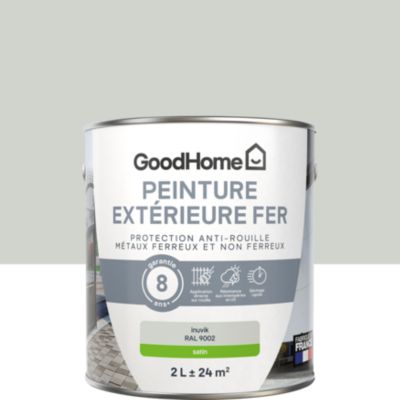 Peinture fer extérieur anti-rouille gris inuvik RAL 9002 satin GoodHome 2 L