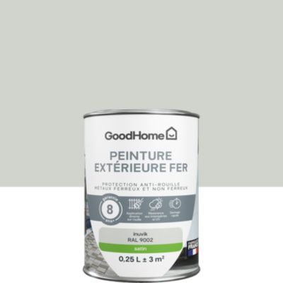Peinture fer extérieur anti-rouille gris inuvik RAL 9002 satin GoodHome 250 ml