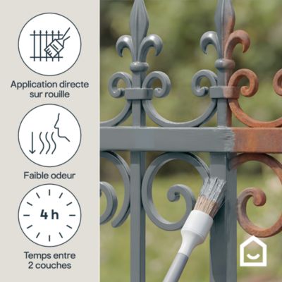 Peinture fer extérieur anti-rouille gris tulsa RAL 7046 satin GoodHome 0.5 L