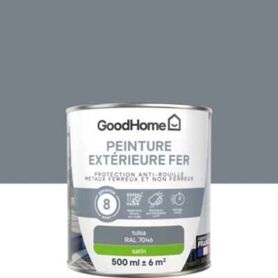 Peinture fer extérieur anti-rouille gris tulsa RAL 7046 satin GoodHome 0.5 L