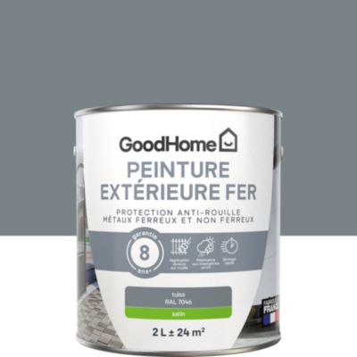 Peinture fer extérieur anti-rouille gris tulsa RAL 7046 satin GoodHome 2 L