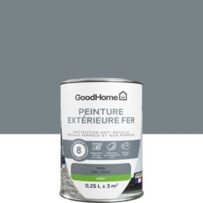 Peinture fer extérieur anti-rouille gris tulsa RAL 7046 satin GoodHome 250 ml