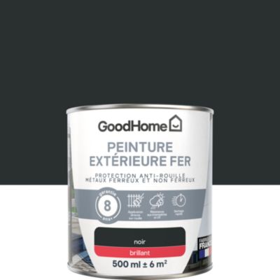 Peinture fer extérieur anti-rouille noir brillant GoodHome 0.5 L