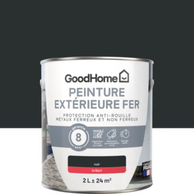 Peinture fer extérieur anti-rouille noir brillant GoodHome 2 L