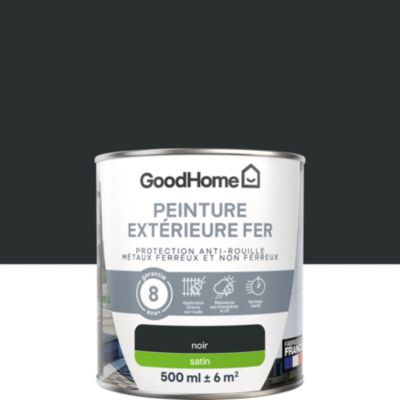 Peinture fer extérieur anti-rouille noir satin GoodHome 0.5 L