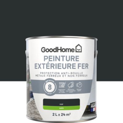 Peinture fer extérieur anti-rouille noir satin GoodHome 2 L