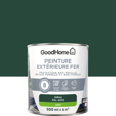 Peinture fer extérieur anti-rouille vert dalkey RAL 6005 brillant GoodHome 0.5 L