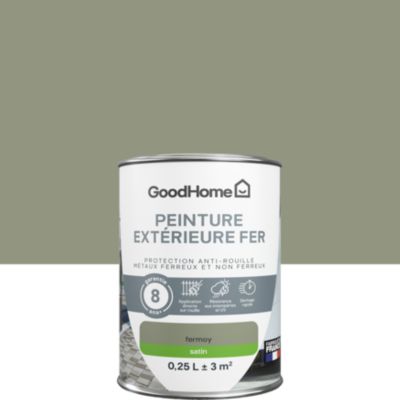 Peinture fer extérieur anti-rouille vert fermoy satin GoodHome 250 ml