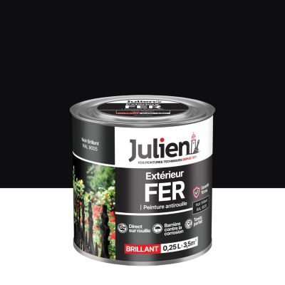 Peinture fer extérieur antirouille noir brillant Julien 0,25 L