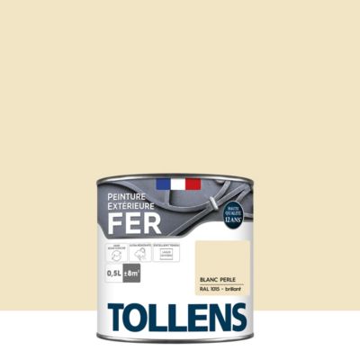 Peinture fer extérieur blanc perle RAL 1015 brillant Tollens 0.5 L