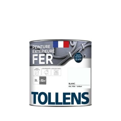 Peinture fer extérieur blanc RAL 9016 brillant Tollens 2 L