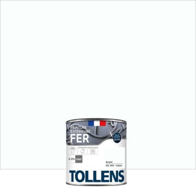 Peinture fer extérieur blanc RAL 9016 brillant Tollens 250 ml